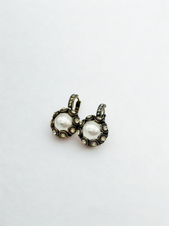 E-1386-1006-SP6 - Pearl Center Leverback Earrings-10-Jewelry-Mariana-Krista Anne's Boutique, Women's Fashion and Accessories Located in Oklahoma City, OK and Black Mountain, NC