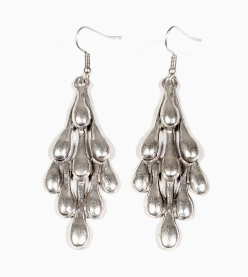 3442 - Silver Cascade Chandelier Earrings-10-Jewelry-Ancient Bazaar-Krista Anne's Boutique, Women's Fashion and Accessories Located in Oklahoma City, OK and Black Mountain, NC