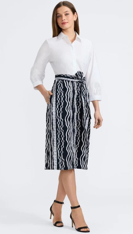 203747 - Esther Braided Belts 3/4 Sleeve Dress-06-Dresses/Jumpsuits-Foxcroft-Krista Anne's Boutique, Women's Fashion and Accessories Located in Oklahoma City, OK and Black Mountain, NC