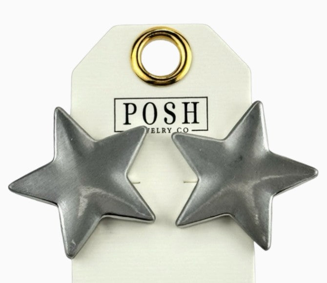 9PE597G04 - Brushed Finish Star Earring-10-Jewelry-Pink Panache Brands-Krista Anne's Boutique, Women's Fashion and Accessories Located in Oklahoma City, OK and Black Mountain, NC