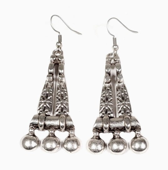 3450 - Silver Dangle Earrings with Floral Etching-10-Jewelry-Ancient Bazaar-Krista Anne's Boutique, Women's Fashion and Accessories Located in Oklahoma City, OK and Black Mountain, NC