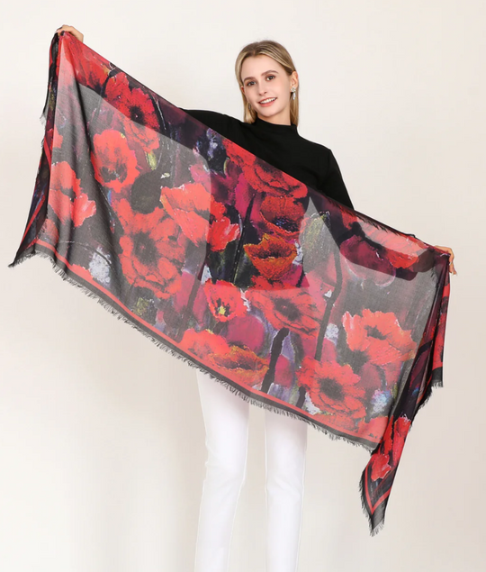 D-819 - "Faith Like a Poppyseed" Silk Blend Oblong Scarf-08-Scarves/Wraps-Love's Pure Light-Krista Anne's Boutique, Women's Fashion and Accessories Located in Oklahoma City, OK and Black Mountain, NC