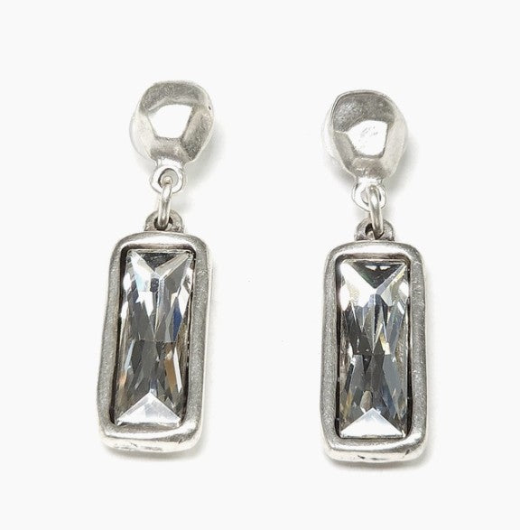 1291 - Silver Plated Rectangular Drop Earrings-10-Jewelry-Ancient Bazaar-Krista Anne's Boutique, Women's Fashion and Accessories Located in Oklahoma City, OK and Black Mountain, NC