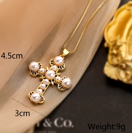 Pearl Cross Pendant Necklace-10-Jewelry-Aslan Rose-Krista Anne's Boutique, Women's Fashion and Accessories Located in Oklahoma City, OK and Black Mountain, NC