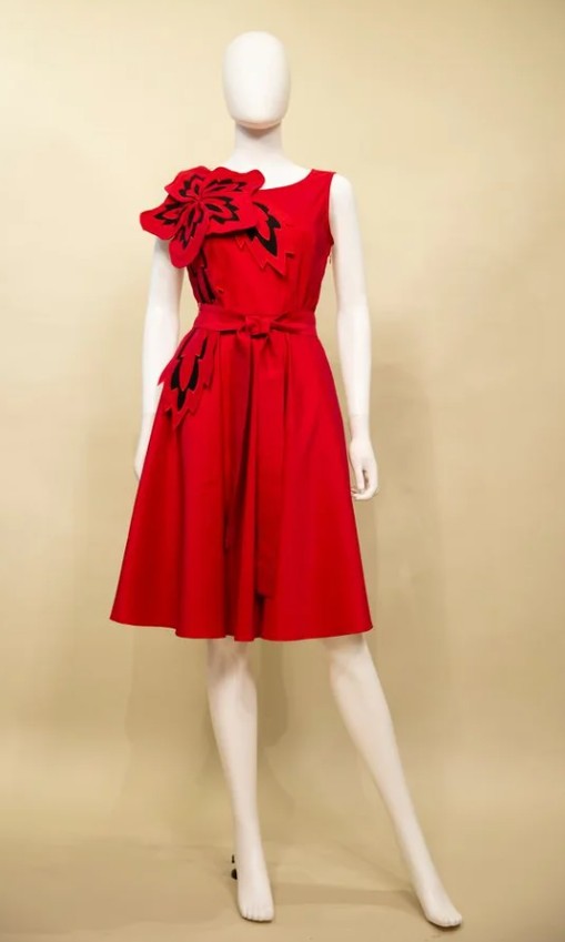 S23044 - 3D Flower Dress-06-Dresses/Jumpsuits-Samuel Dong-Krista Anne's Boutique, Women's Fashion and Accessories Located in Oklahoma City, OK and Black Mountain, NC