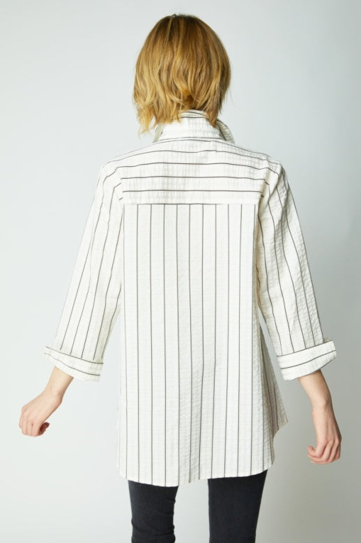 15119 - East Side Stripes Hidden Placket Shirt-02-Tops/Blouses-Habitat-Krista Anne's Boutique, Women's Fashion and Accessories Located in Oklahoma City, OK and Black Mountain, NC