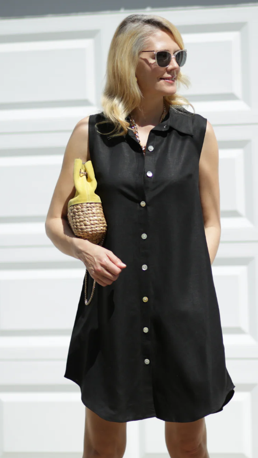 L504 - Sleeveless Linen Dress-06-Dresses/Jumpsuits-Toofan-Krista Anne's Boutique, Women's Fashion and Accessories Located in Oklahoma City, OK and Black Mountain, NC