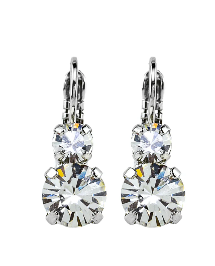 E-1190-001 - Medium Double Stone Leverback Earrings-10-Jewelry-Mariana-Krista Anne's Boutique, Women's Fashion and Accessories Located in Oklahoma City, OK and Black Mountain, NC