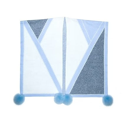 WRIM32 - Knit Poncho w/ Border Detail & Fox Fur Poms-08-Scarves/Wraps-Mitchie's Matchings-Krista Anne's Boutique, Women's Fashion and Accessories Located in Oklahoma City, OK and Black Mountain, NC