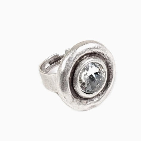 ZR-167 - Adjustable Round Crystal Ring-10-Jewelry-Ancient Bazaar-Krista Anne's Boutique, Women's Fashion and Accessories Located in Oklahoma City, OK and Black Mountain, NC
