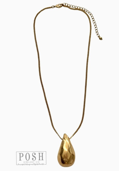 9PN188G06 - Raindrop Pendant on Curb Link Chain-10-Jewelry-Pink Panache Brands-Krista Anne's Boutique, Women's Fashion and Accessories Located in Oklahoma City, OK and Black Mountain, NC