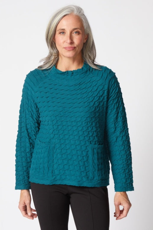 19105 - Textured Tides Raglan Pocket Top-05-Sweaters-Habitat-Krista Anne's Boutique, Women's Fashion and Accessories Located in Oklahoma City, OK and Black Mountain, NC