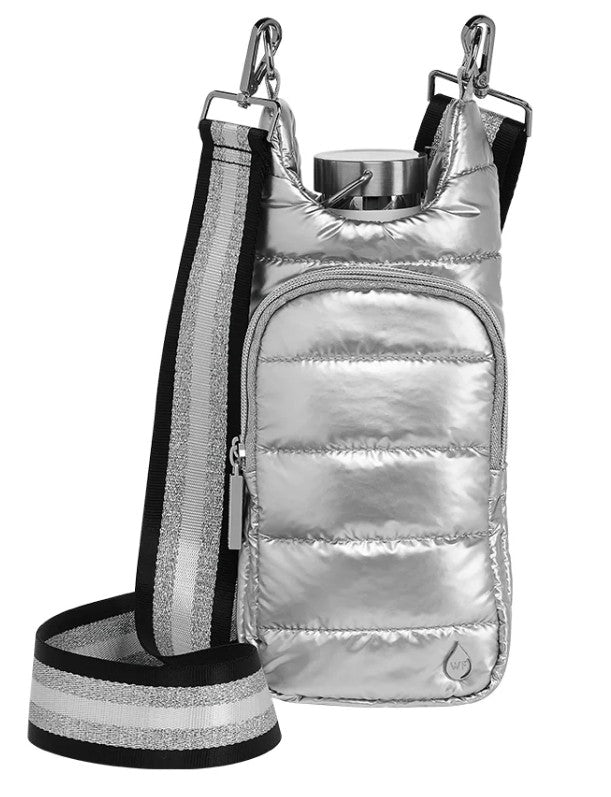WBB1-Silver - Shiny Puffer HydroBag® with Accent Shoulder Strap-09-Accessories-Wanderfull-Krista Anne's Boutique, Women's Fashion and Accessories Located in Oklahoma City, OK and Black Mountain, NC