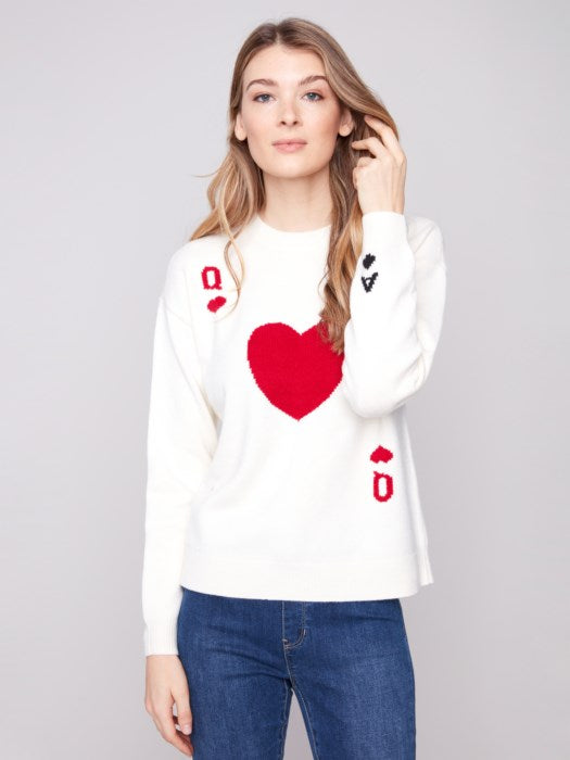 C2526Q-464A - Jacquard Crew Neck Drop Shoulder Super Plush Knit Sweater-05-Sweaters-Charlie B.-Krista Anne's Boutique, Women's Fashion and Accessories Located in Oklahoma City, OK and Black Mountain, NC