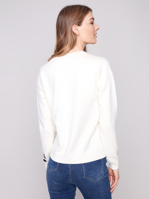 C2526Q-464A - Jacquard Crew Neck Drop Shoulder Super Plush Knit Sweater-05-Sweaters-Charlie B.-Krista Anne's Boutique, Women's Fashion and Accessories Located in Oklahoma City, OK and Black Mountain, NC