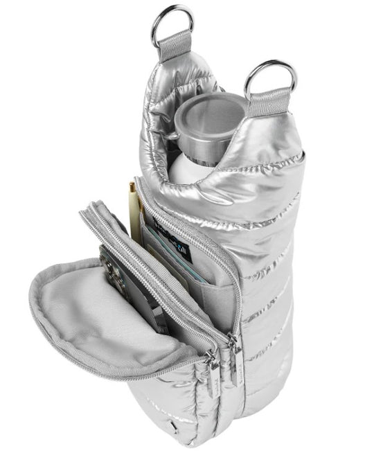 WBB1-Silver - Shiny Puffer HydroBag® with Accent Shoulder Strap-09-Accessories-Wanderfull-Krista Anne's Boutique, Women's Fashion and Accessories Located in Oklahoma City, OK and Black Mountain, NC