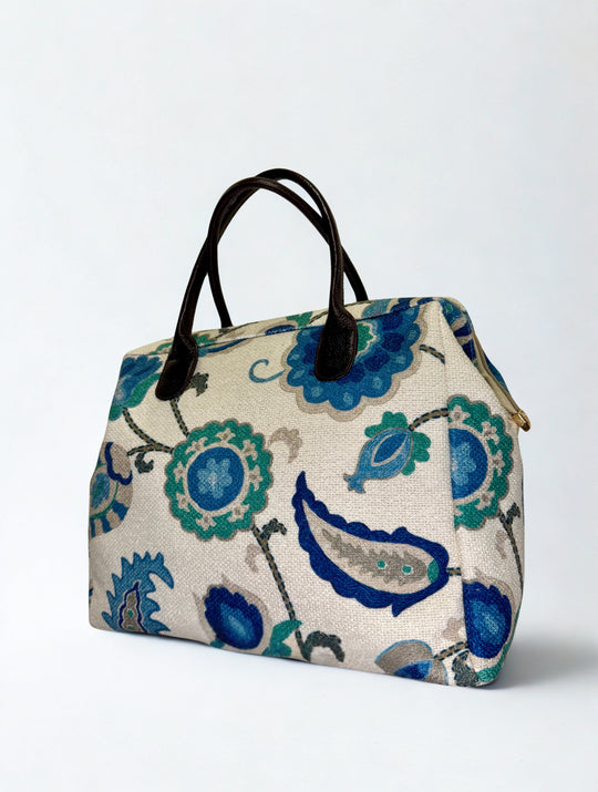 BG:100 - Tapestry Leather Carpetbag-09-Accessories-Vintage Decor Inc.-Krista Anne's Boutique, Women's Fashion and Accessories Located in Oklahoma City, OK and Black Mountain, NC