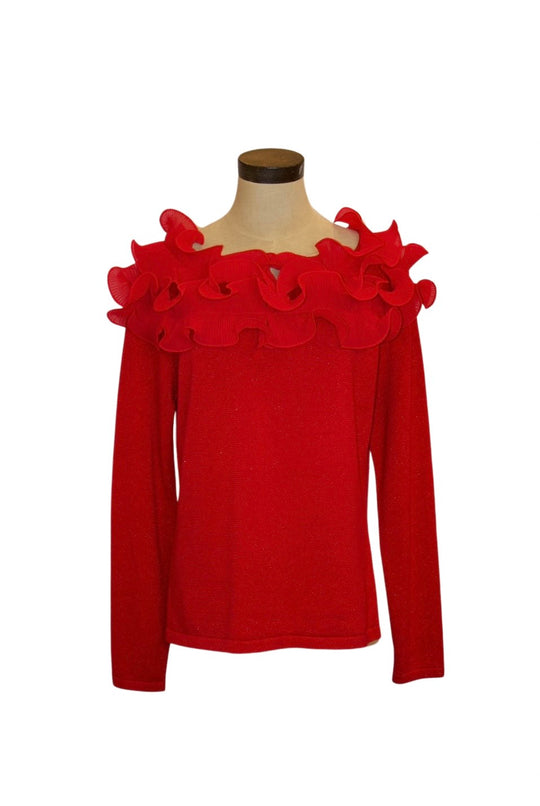 1V2333 - Ruffle Neck Sweater-05-Sweaters-Ravel-Krista Anne's Boutique, Women's Fashion and Accessories Located in Oklahoma City, OK and Black Mountain, NC