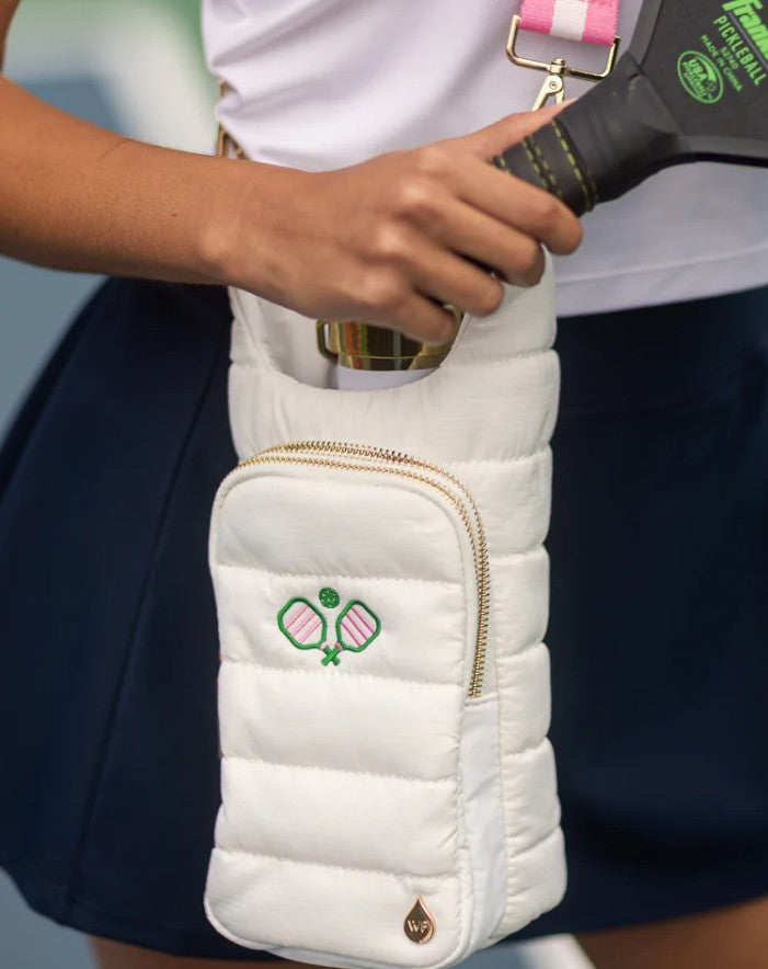WBB1-White - Pickleball Puffer HydroBag® with Accent Shoulder Strap-09-Accessories-Wanderfull-Krista Anne's Boutique, Women's Fashion and Accessories Located in Oklahoma City, OK and Black Mountain, NC
