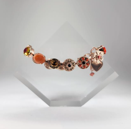 B-4023-M5014-RG - Large Oval Flower Bracelet-10-Jewelry-Mariana-Krista Anne's Boutique, Women's Fashion and Accessories Located in Oklahoma City, OK and Black Mountain, NC