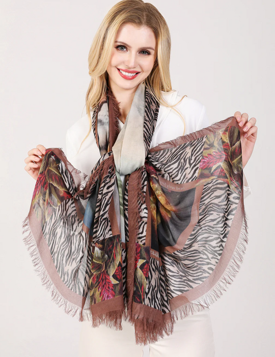 D-390 - "Eyes of a Tiger" Silk Blend Scarf-08-Scarves/Wraps-Love's Pure Light-Krista Anne's Boutique, Women's Fashion and Accessories Located in Oklahoma City, OK and Black Mountain, NC