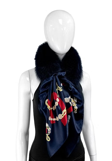 COMK10 - Fox Collar w/ Silk Scarf-08-Scarves/Wraps-Mitchie's Matchings-Krista Anne's Boutique, Women's Fashion and Accessories Located in Oklahoma City, OK and Black Mountain, NC