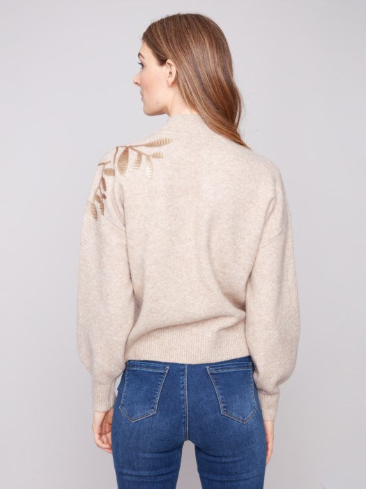 C2856-018C - Long Sleeves Mock Neck Sweater With Sequins Detail-05-Sweaters-Charlie B.-Krista Anne's Boutique, Women's Fashion and Accessories Located in Oklahoma City, OK and Black Mountain, NC