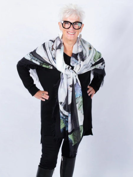 D-600 - "Poinsettias of Poise, Pure as Snow" Silk Blend Scarf-08-Scarves/Wraps-Love's Pure Light-Krista Anne's Boutique, Women's Fashion and Accessories Located in Oklahoma City, OK and Black Mountain, NC