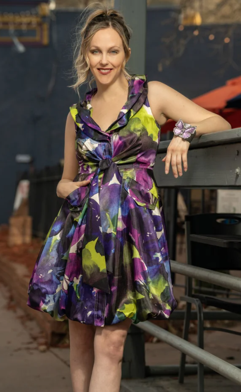 F23150 - Printed Bubble Dress-06-Dresses/Jumpsuits-Samuel Dong-Krista Anne's Boutique, Women's Fashion and Accessories Located in Oklahoma City, OK and Black Mountain, NC