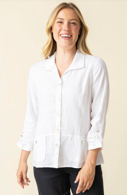 41503 - Linen Solid Favorite Shirt-01-Jackets/Blazers-Habitat-Krista Anne's Boutique, Women's Fashion and Accessories Located in Oklahoma City, OK and Black Mountain, NC