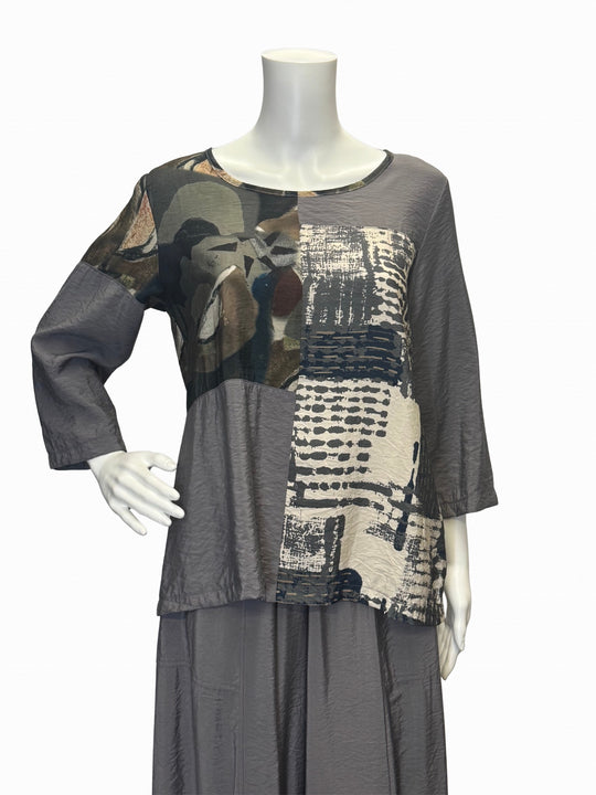 25519 - Mix Media Scoop Neck Top-02-Tops/Blouses-Shana-Krista Anne's Boutique, Women's Fashion and Accessories Located in Oklahoma City, OK and Black Mountain, NC