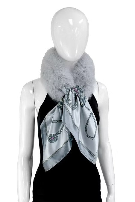 COMK10 - Fox Collar w/ Silk Scarf-08-Scarves/Wraps-Mitchie's Matchings-Krista Anne's Boutique, Women's Fashion and Accessories Located in Oklahoma City, OK and Black Mountain, NC