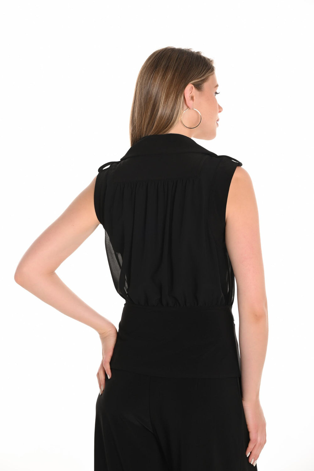 251049 - Semi Sheer Vest w/ Gold Accents-02-Tops/Blouses-Frank Lyman-Krista Anne's Boutique, Women's Fashion and Accessories Located in Oklahoma City, OK and Black Mountain, NC