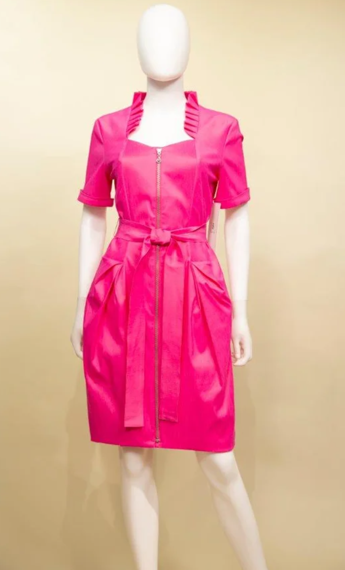 S23234 - Ruffle Collar Short Sleeve Dress-06-Dresses/Jumpsuits-Samuel Dong-Krista Anne's Boutique, Women's Fashion and Accessories Located in Oklahoma City, OK and Black Mountain, NC