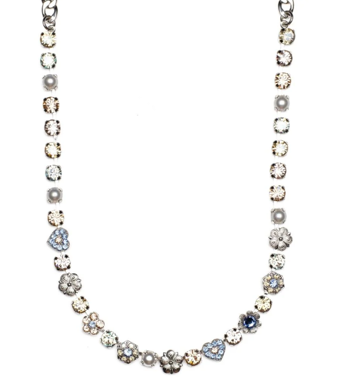 N-3028/2-5005-RO - Petite Heart and Flower Necklace-10-Jewelry-Mariana-Krista Anne's Boutique, Women's Fashion and Accessories Located in Oklahoma City, OK and Black Mountain, NC