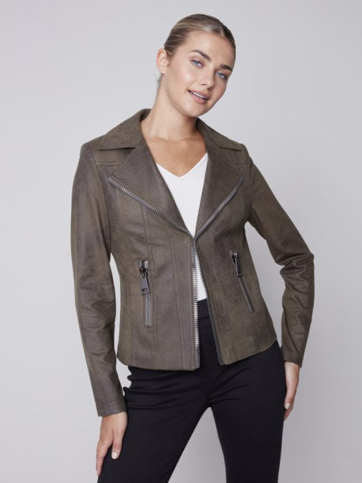 AMERI】2WAY COMPACT FAKE LEATHER JACKET(C6282-869A AMERI】2WAY COMPACT FAKE LEATHER JACKET(C6282-869A