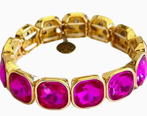 B268G - Square Rhinestone Single Strand Bracelet-10-Jewelry-Pink Panache Brands-Krista Anne's Boutique, Women's Fashion and Accessories Located in Oklahoma City, OK and Black Mountain, NC