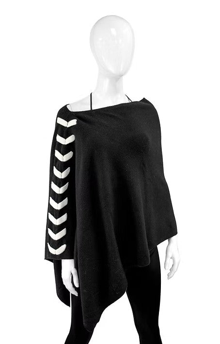 POIM76 - Knit Poncho w/ Stitching Detail-08-Scarves/Wraps-Mitchie's Matchings-Krista Anne's Boutique, Women's Fashion and Accessories Located in Oklahoma City, OK and Black Mountain, NC