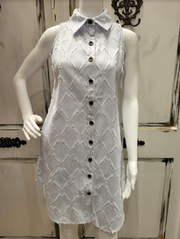 837250 - Frayed Diamond Sleeveless Dress