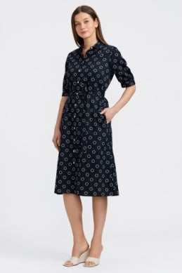 203627 - Esther Circle Dot Elbow Sleeve Dress-06-Dresses/Jumpsuits-Foxcroft-Krista Anne's Boutique, Women's Fashion and Accessories Located in Oklahoma City, OK and Black Mountain, NC