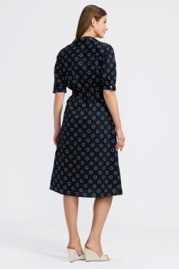203627 - Esther Circle Dot Elbow Sleeve Dress-06-Dresses/Jumpsuits-Foxcroft-Krista Anne's Boutique, Women's Fashion and Accessories Located in Oklahoma City, OK and Black Mountain, NC