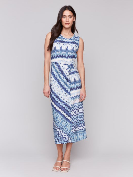 C3206-251B - Sleeveless Cotton Dress with Faux Knot Detail-06-Dresses/Jumpsuits-Charlie B.-Krista Anne's Boutique, Women's Fashion and Accessories Located in Oklahoma City, OK and Black Mountain, NC