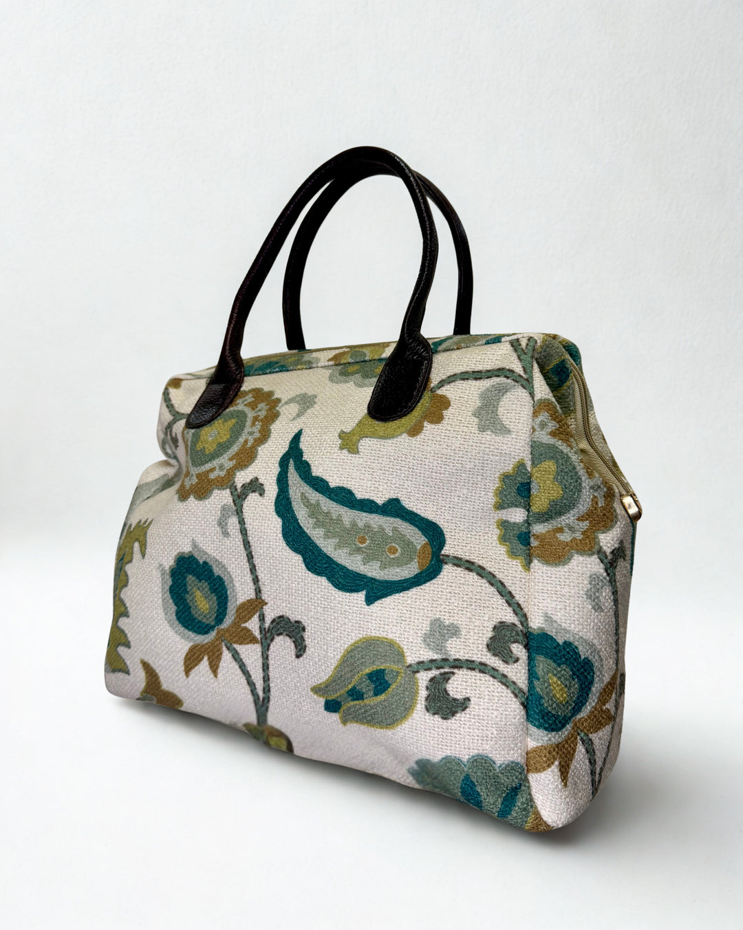BG:100 - Tapestry Leather Carpetbag-09-Accessories-Vintage Decor Inc.-Krista Anne's Boutique, Women's Fashion and Accessories Located in Oklahoma City, OK and Black Mountain, NC