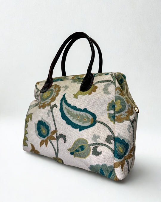 BG:100 - Tapestry Leather Carpetbag-09-Accessories-Vintage Decor Inc.-Krista Anne's Boutique, Women's Fashion and Accessories Located in Oklahoma City, OK and Black Mountain, NC