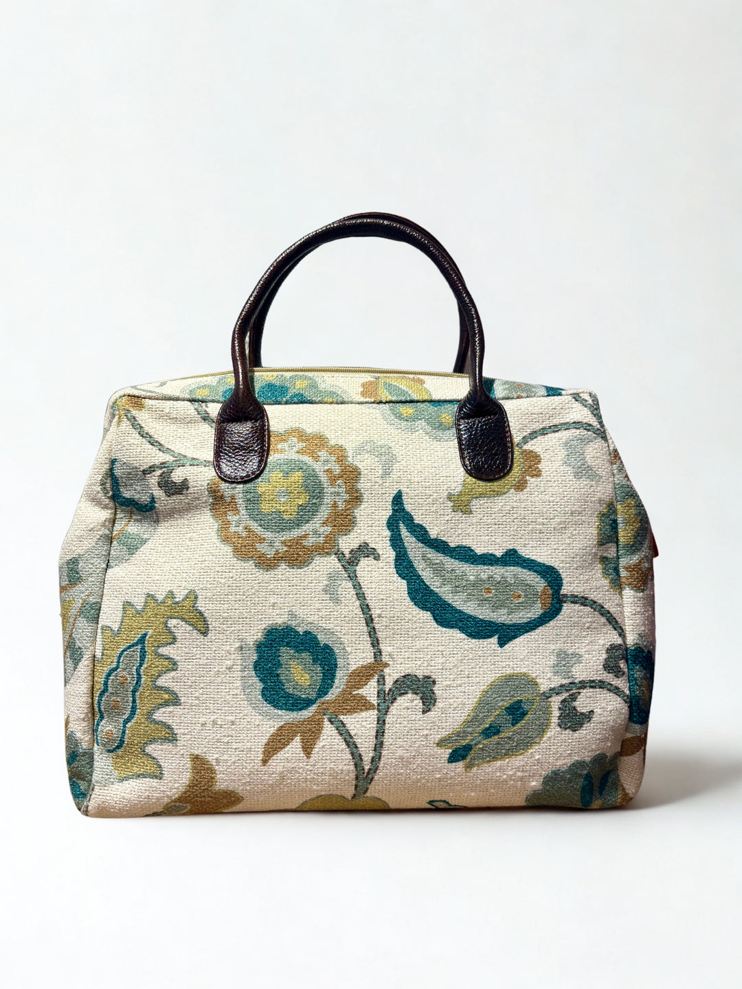BG:100 - Tapestry Leather Carpetbag-09-Accessories-Vintage Decor Inc.-Krista Anne's Boutique, Women's Fashion and Accessories Located in Oklahoma City, OK and Black Mountain, NC