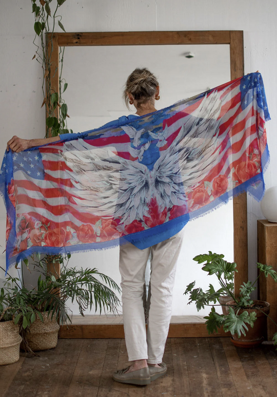 D-550 - "Blessing The USA" Scarf-08-Scarves/Wraps-Love's Pure Light-Krista Anne's Boutique, Women's Fashion and Accessories Located in Oklahoma City, OK and Black Mountain, NC