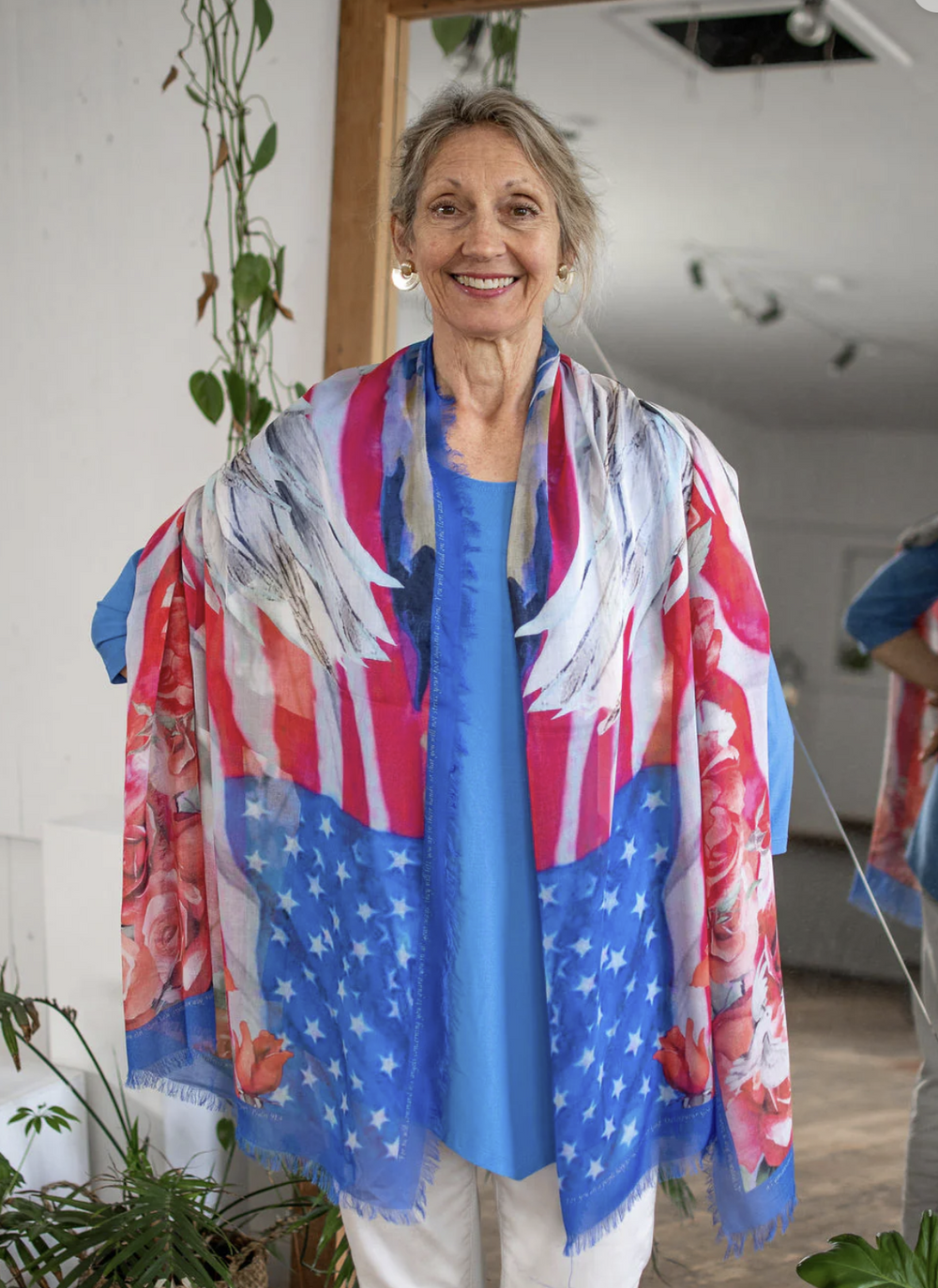 D-550 - "Blessing The USA" Scarf-08-Scarves/Wraps-Love's Pure Light-Krista Anne's Boutique, Women's Fashion and Accessories Located in Oklahoma City, OK and Black Mountain, NC