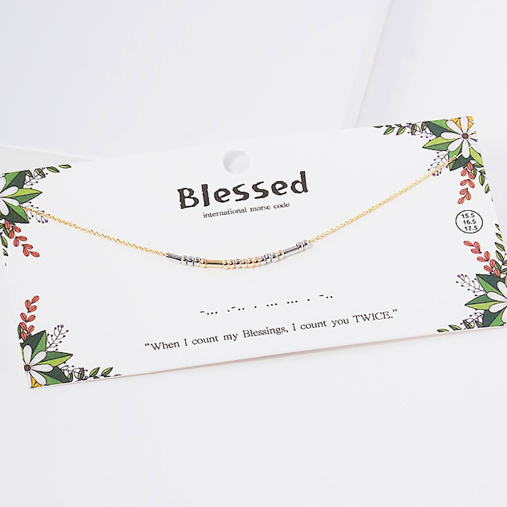 PDN7612 - "BLESSED" Morse Code Necklace-10-Jewelry-Wona Trading, Inc.-Krista Anne's Boutique, Women's Fashion and Accessories Located in Oklahoma City, OK and Black Mountain, NC