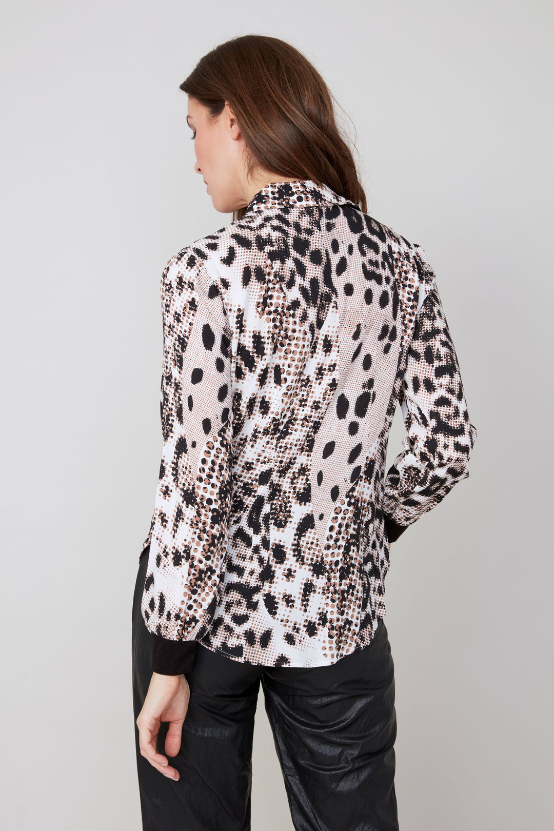 R5206 - Allover Animal Print Blouse-02-Tops/Blouses-Renuar-Krista Anne's Boutique, Women's Fashion and Accessories Located in Oklahoma City, OK and Black Mountain, NC