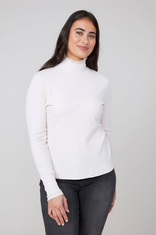 R7779 - Double Layer Ruffle Mock Neck Top-02-Tops/Blouses-Renuar-Krista Anne's Boutique, Women's Fashion and Accessories Located in Oklahoma City, OK and Black Mountain, NC